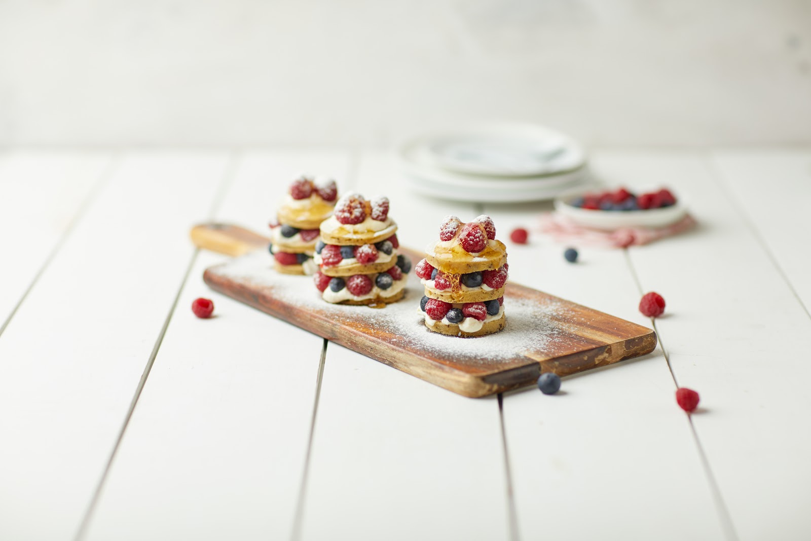 Low Carb Mini Berry Pancake Stacks